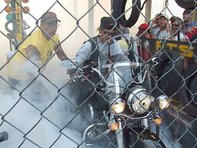 In the burn-out pit at Full Throttle